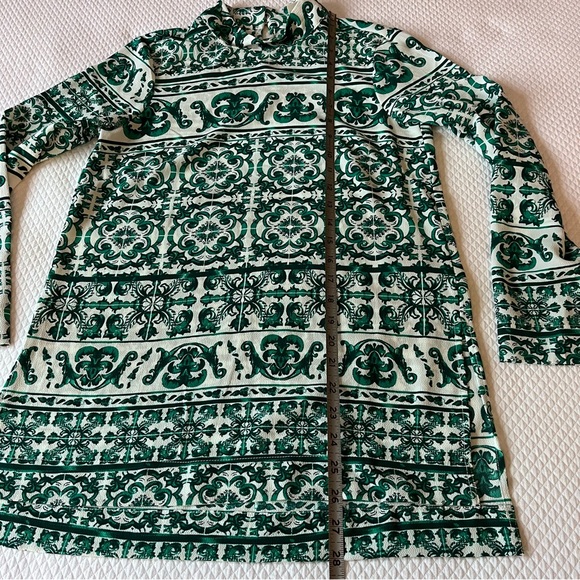 H&M Tunic High Collar Green White‎ Pattern Size 2 - Picture 10 of 11